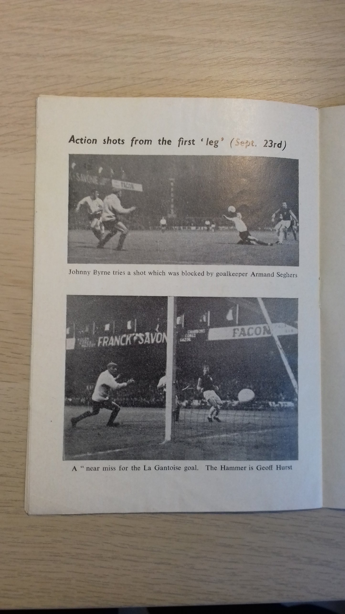 West Ham Utd v A.R.A Gantoise (Belgium) Match Programme European Cup Winners Cup Preliminary Round 2nd Leg Wednesday 7th October 1964.