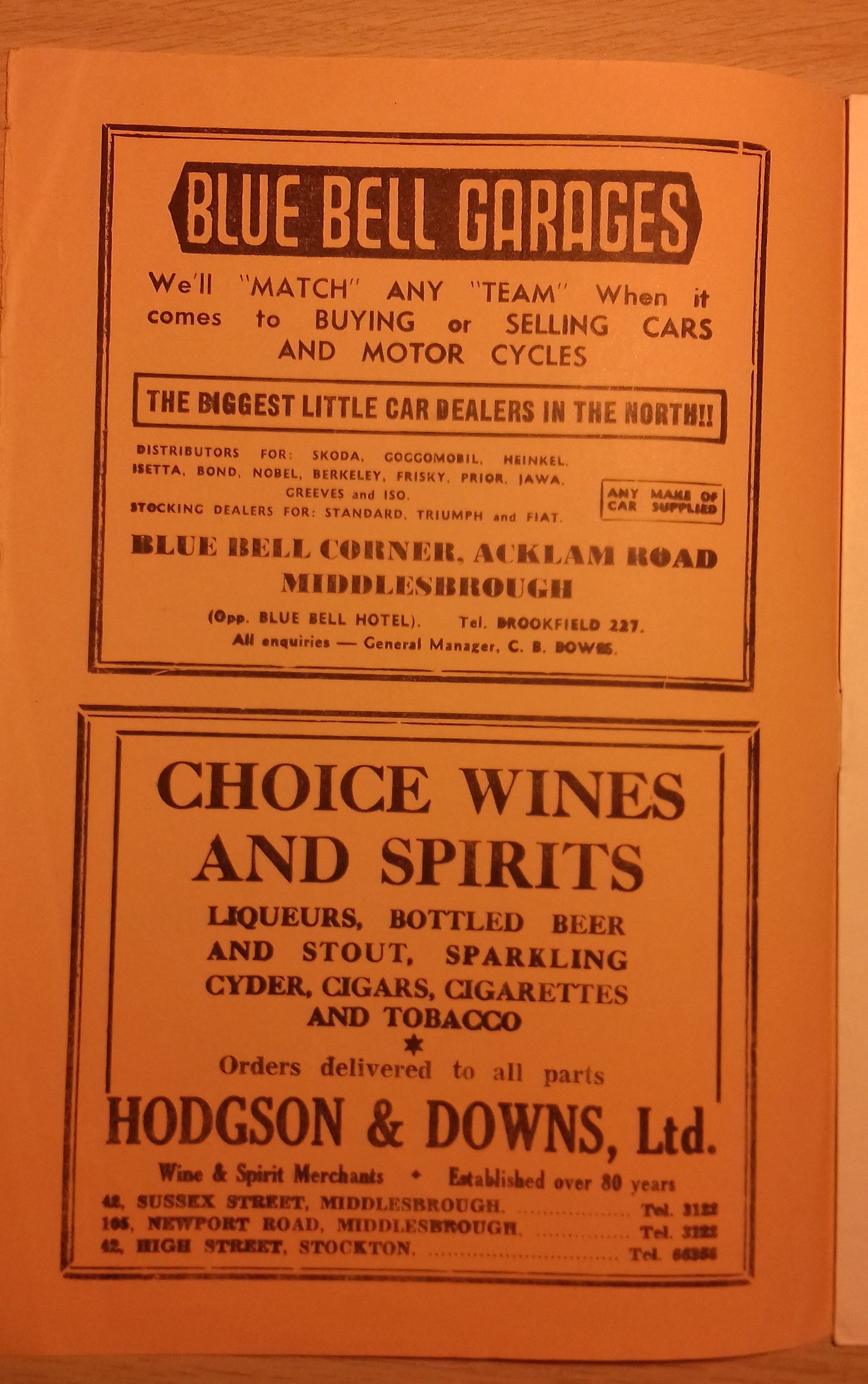 Crook Town v Hounslow Town Match Programme F.A. Amateur Cup Final Replay Sat.April 21st 1962 @ Ayresome Park.