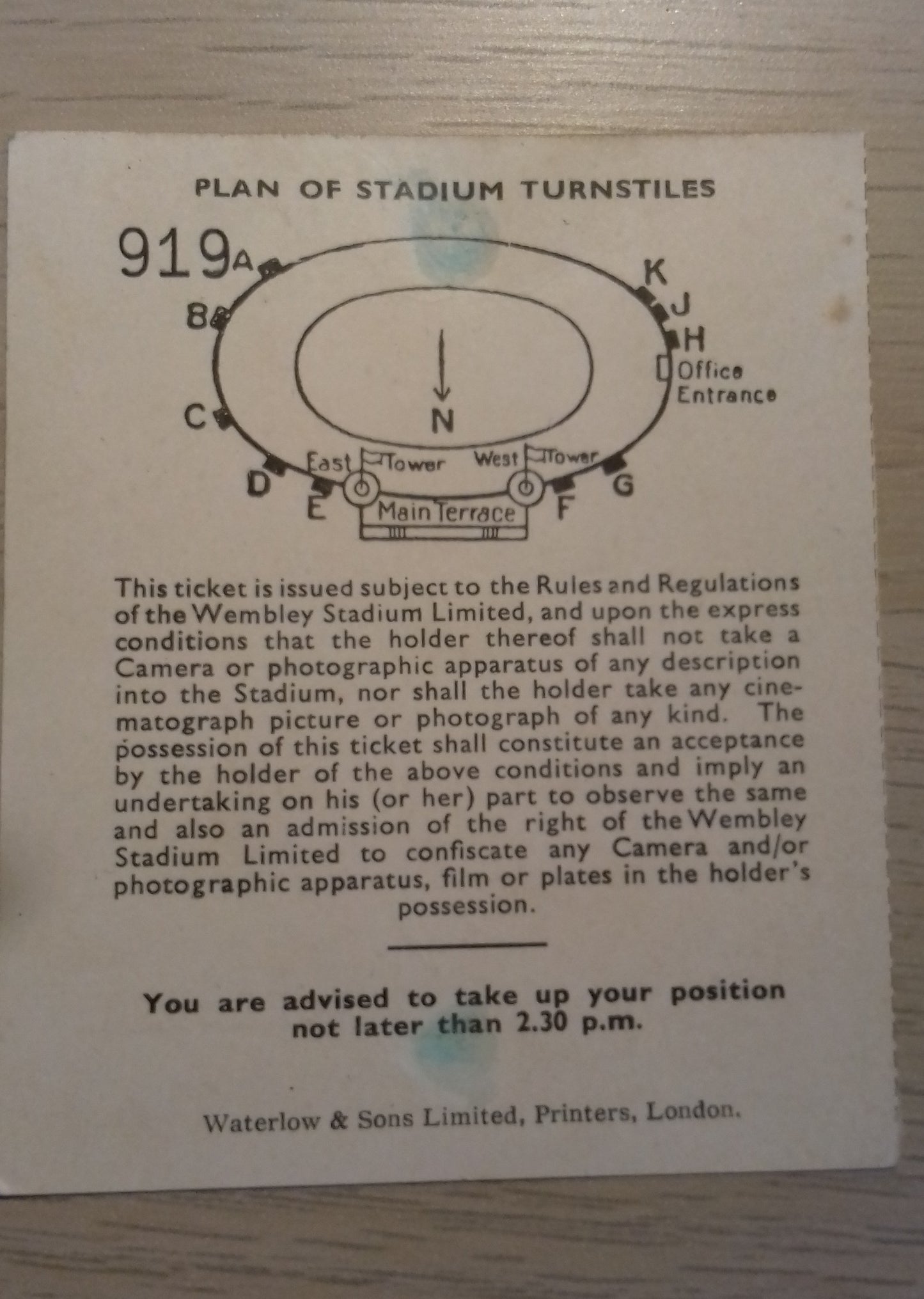 Leicester City v Wolverhampton Wanderers Match Ticket F.A. Cup Final Sat. April 30th1949 @Wembley