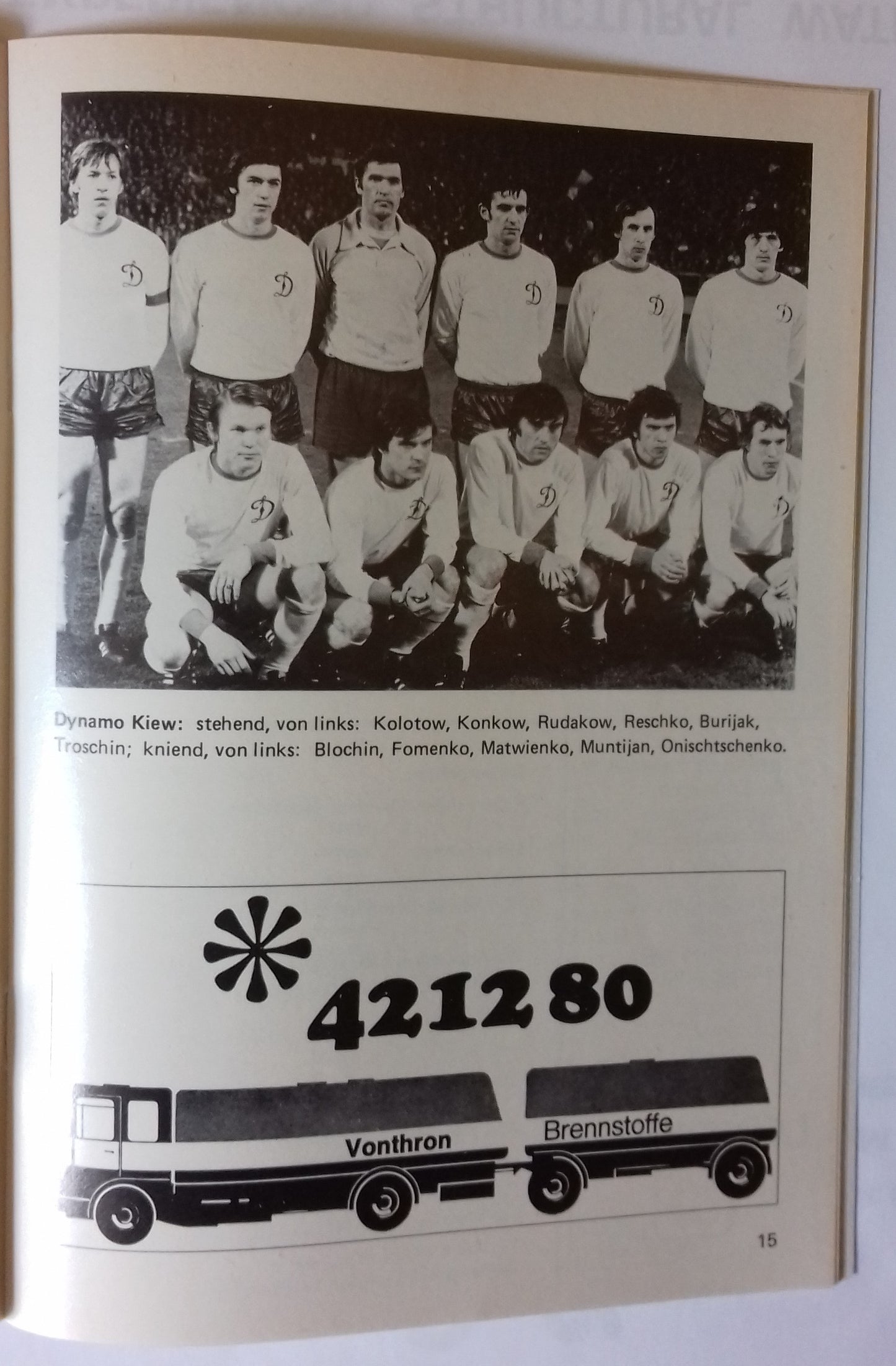 Dynamo Kiev v Ferencvaros Used Programme European Cup Winners Cup Final 14/5/1975 Basel
