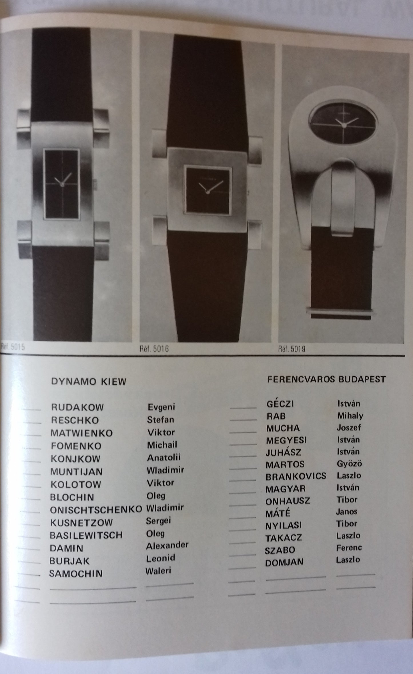 Dynamo Kiev v Ferencvaros Used Programme European Cup Winners Cup Final 14/5/1975 Basel