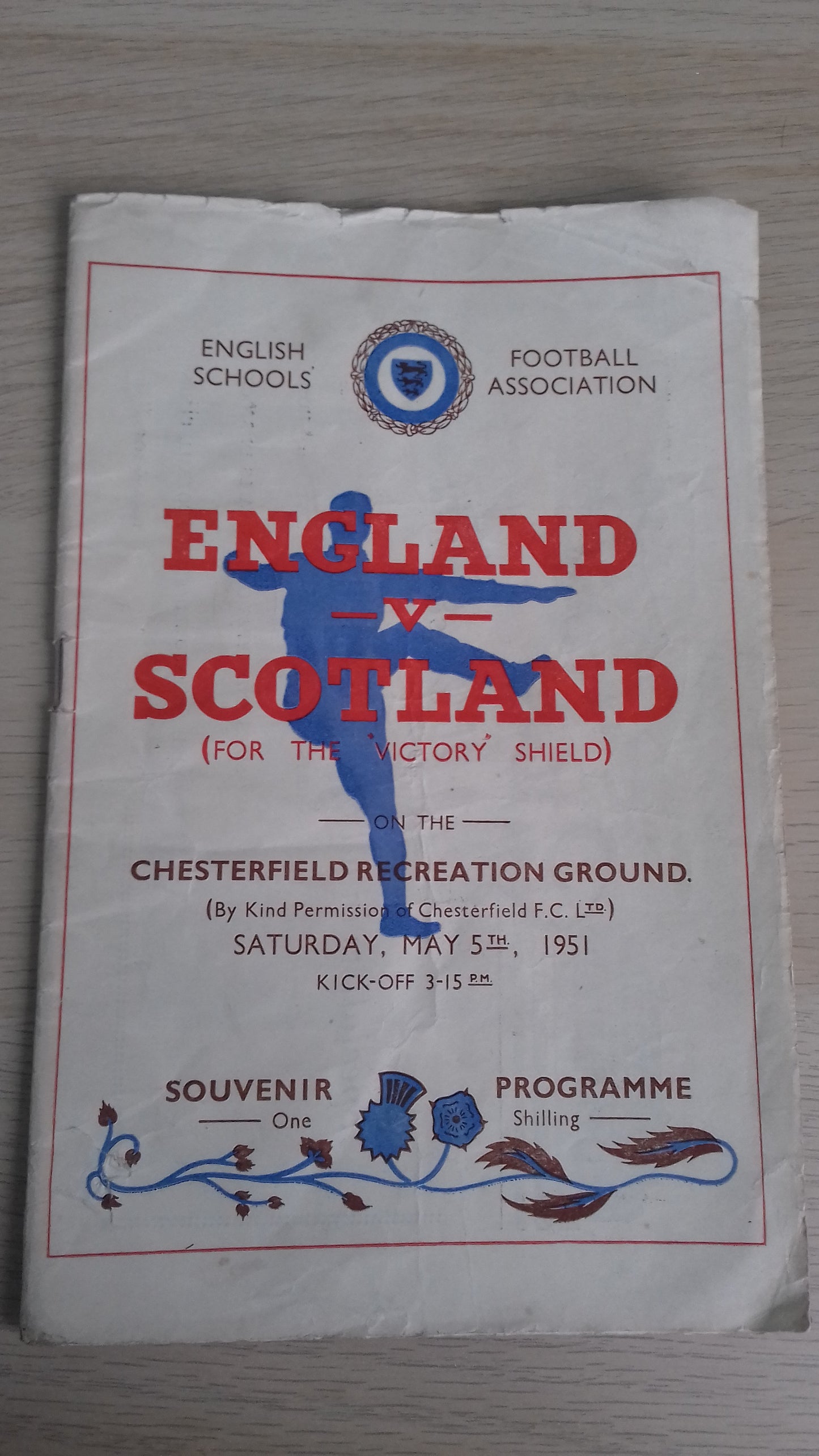 England Boys (Duncan Edwards) v Scotland Boys Victory Shield Saturday May 5th 1951 @ Chesterfield
