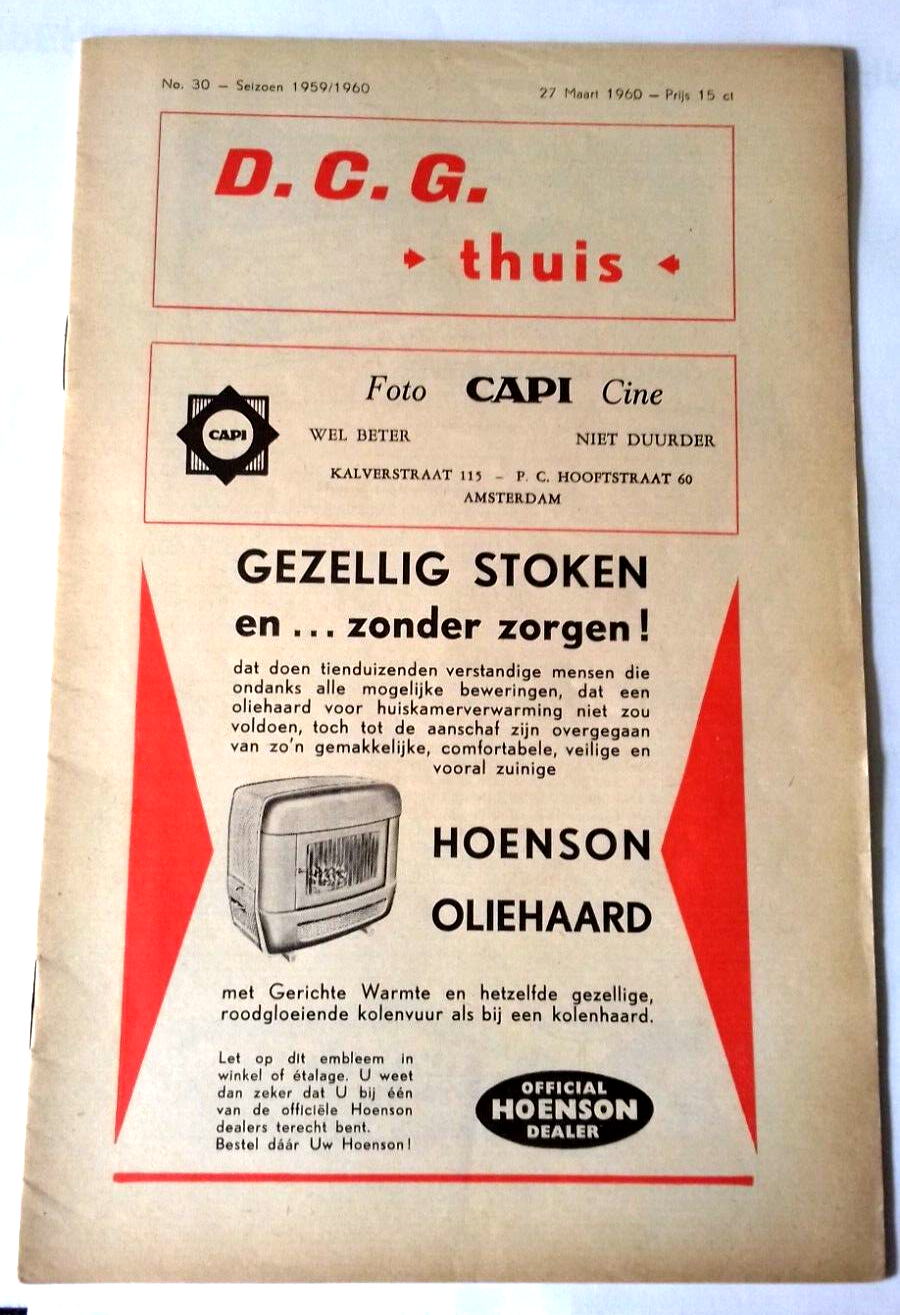 D.C.G. v O.S.V. Football Match Programme Eerste Klass A Amateur 27th March 1960.