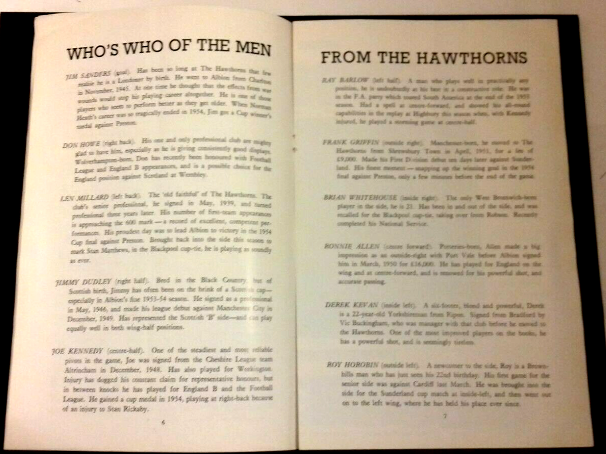 Aston Villa v W.B.A. Used Programme F.A. Cup Semi-Final 23/3/1957 @ Villa Park
