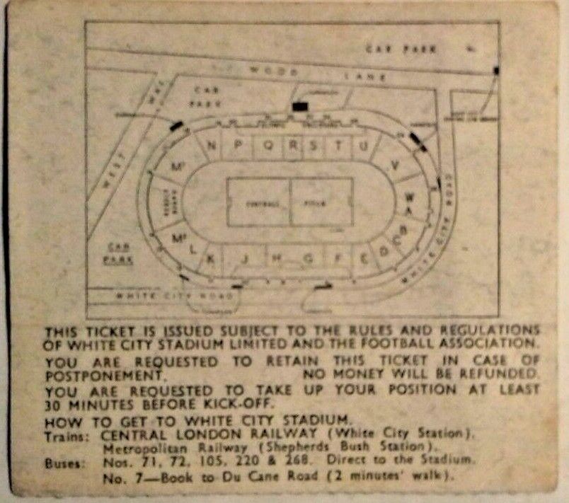 Uruguay v France World Cup Eighth Final Fri.15/7/66 Used Ticket White City Stadium.