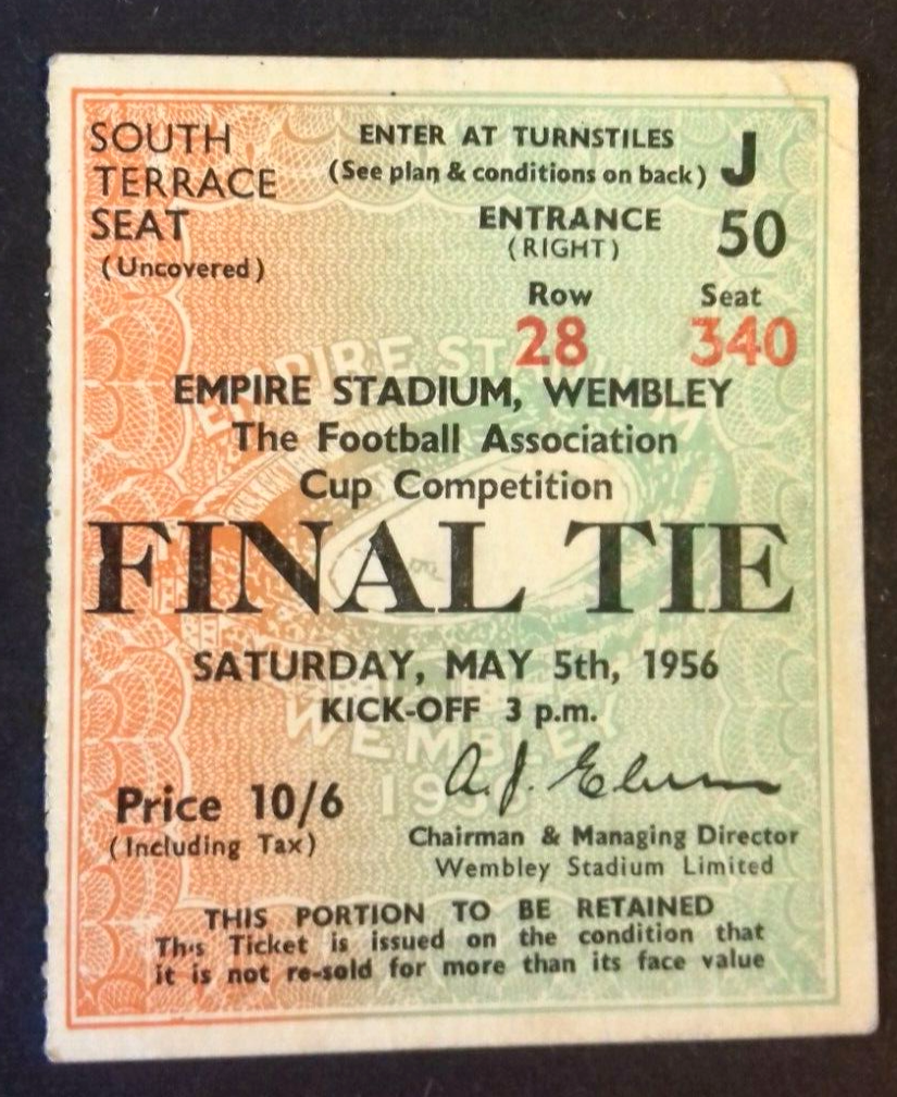 Manchester City v Birmingham City Ticket F.A. Cup Final 5/5/1956 @ Wembley .