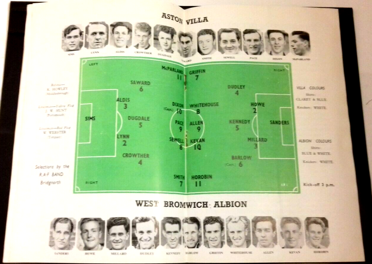 Aston Villa v W.B.A. Used Programme F.A. Cup Semi-Final 23/3/1957 @ Villa Park