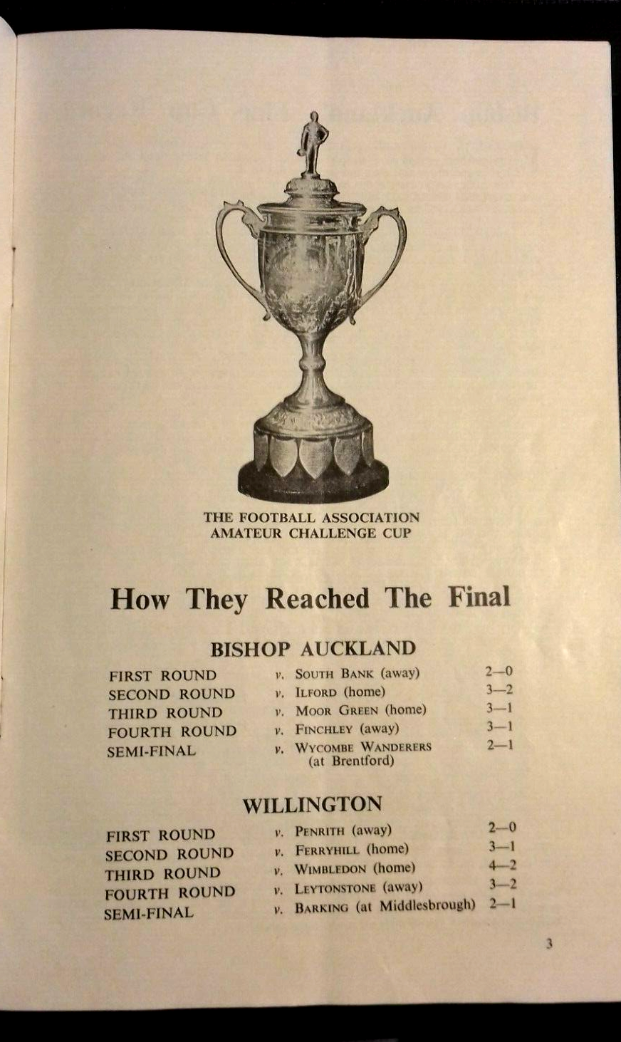 Bishop Auckland v Willington Football Match Programme + Ticket F.A. Amateur Cup Final 22/4/1950