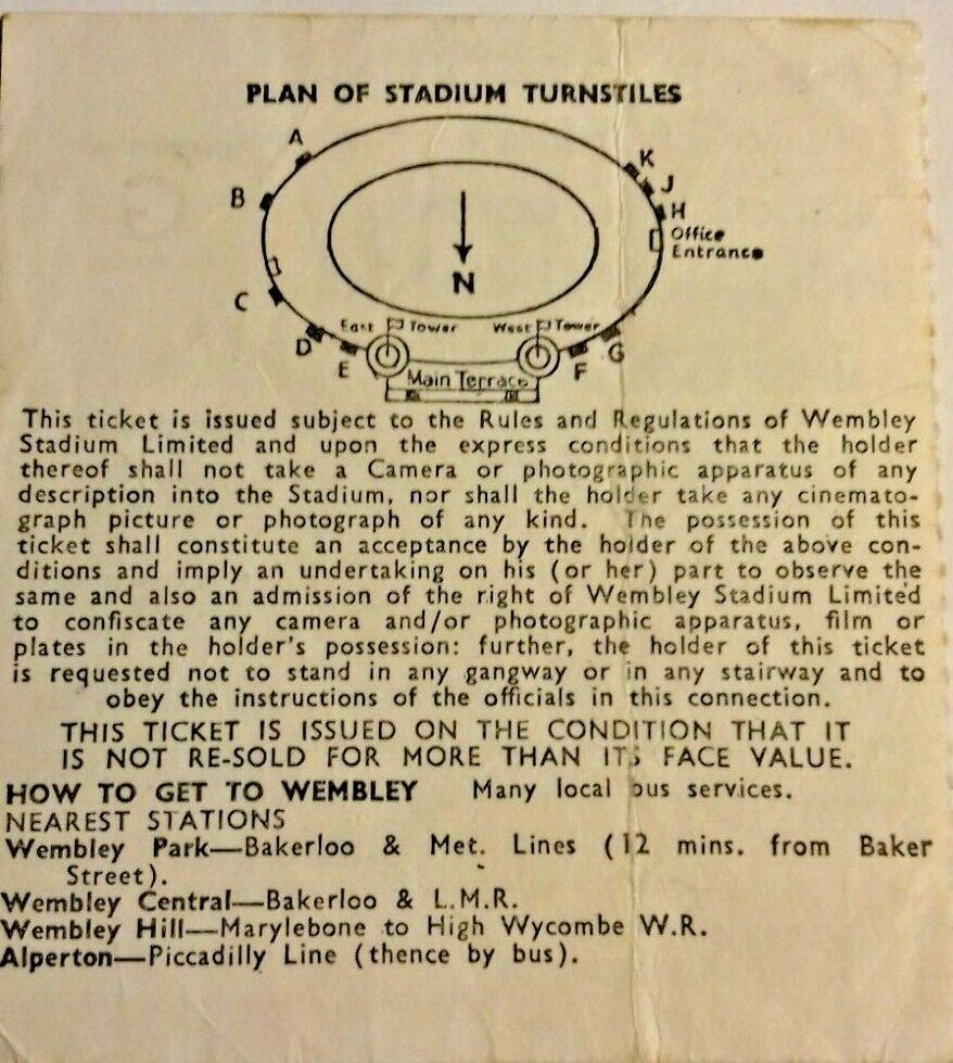 England v Spain International Football Match Ticket Wednesday 24th May 1967 Wembley.