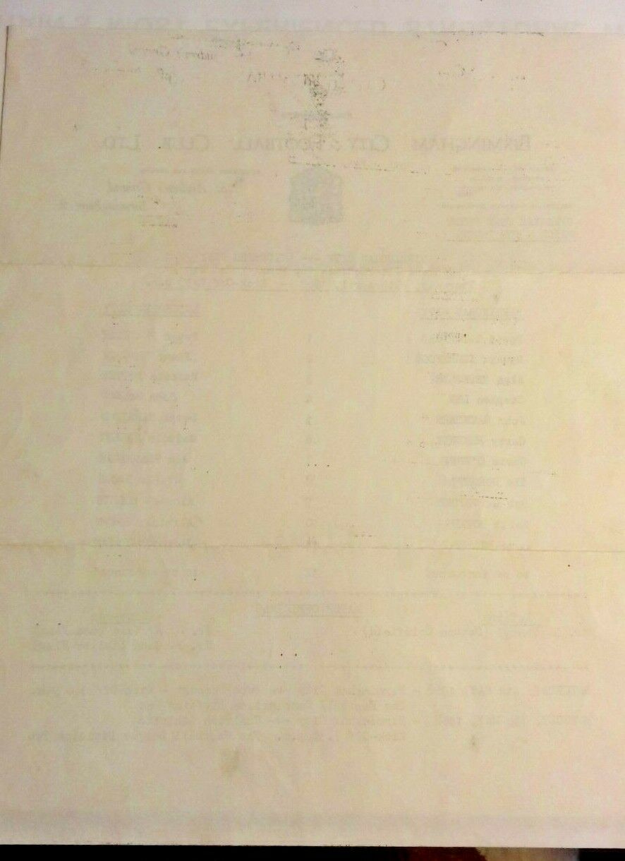 Birmingham City v Leicester City Single Sheet Used Programme Midland Intermediate Cup Final 2nd. Leg 25/4/68
