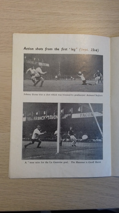 West Ham Utd v A.R.A Gantoise (Belgium) Match Programme European Cup Winners Cup Preliminary Round 2nd Leg Wednesday 7th October 1964.