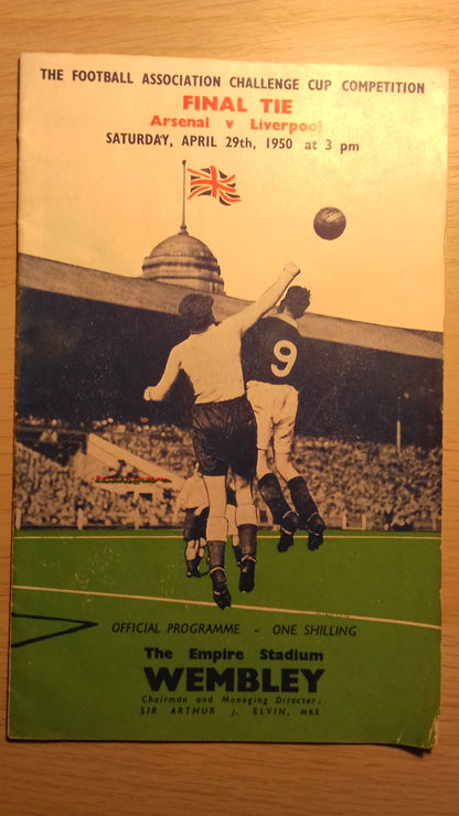 Arsenal v Liverpool Match Programme F.A. Cup Final Saturday 29th April 1950 Wembley Stadium