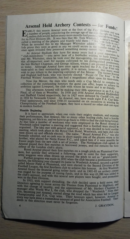 Arsenal v Liverpool Match Programme F.A. Cup Final Saturday 29th April 1950 Wembley Stadium