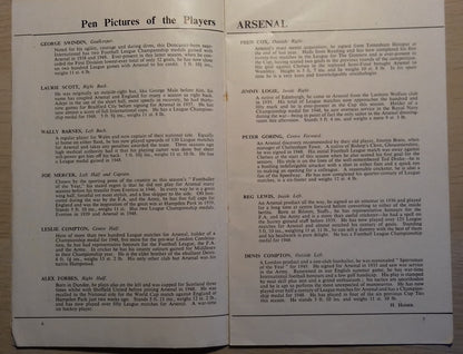 Arsenal v Liverpool Match Programme F.A. Cup Final Saturday 29th April 1950 Wembley Stadium