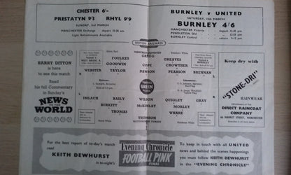 Manchester Utd v Nottingham Forest Programme 22nd February 1958 1st League Game After Munich Air Disaster