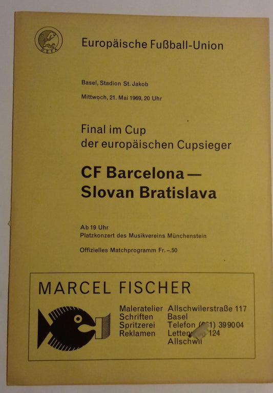 Barcelona v Slovan Bratislava European Cup Winners Cup Final Used Programme 21/5/1969