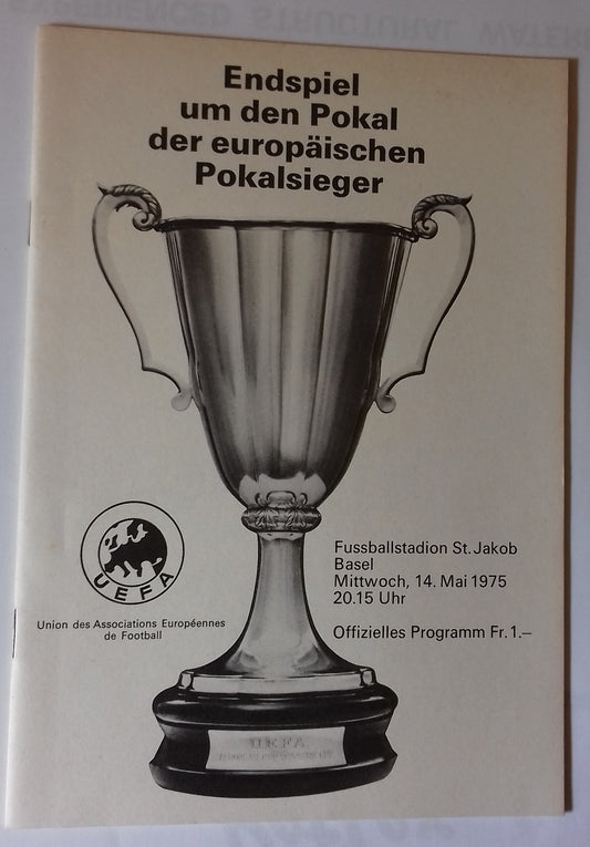 Dynamo Kiev v Ferencvaros Used  Programme European Cup Winners Cup Final 14/5/1975 Basel