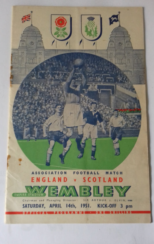 England v Scotland Used Ticket + Programme 14/4/1951 Home International Championship Wembley Stadium At Wembley