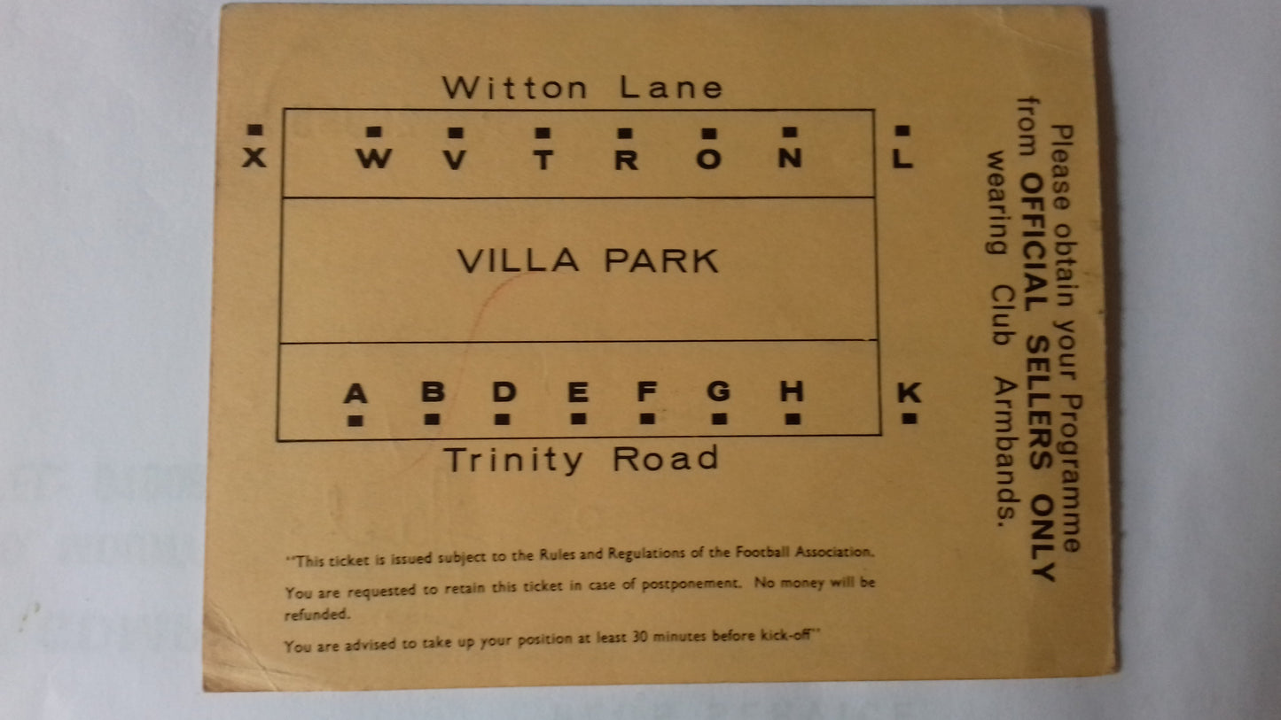 Chelsea v Sheffield Wednesday  Used Ticket F.A. Cup Semi-Final 23/4/1966 Villa Park