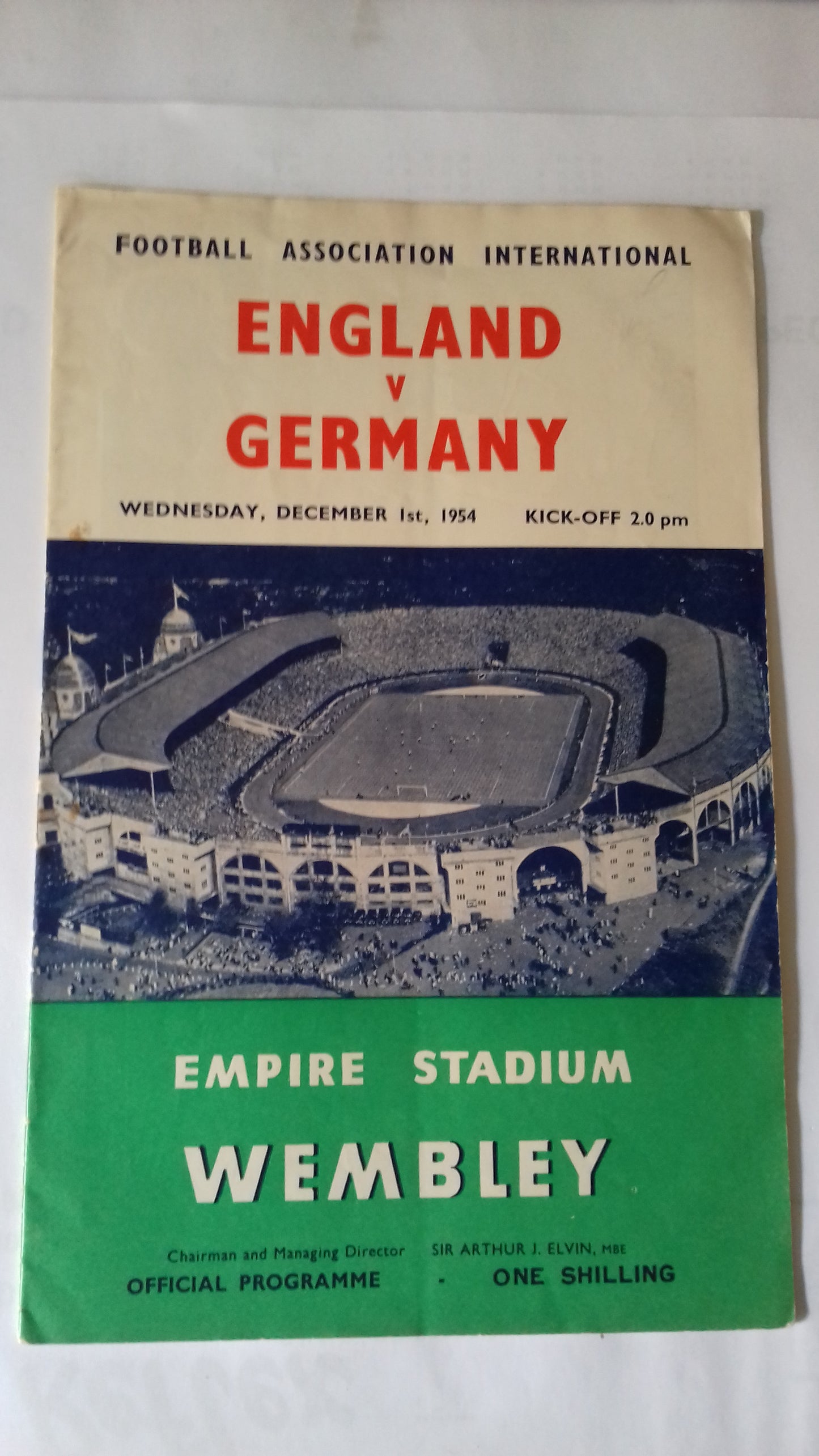 England v Germany Used Vintage Programme + Ticket 1/12/1954 Wembley Stadium