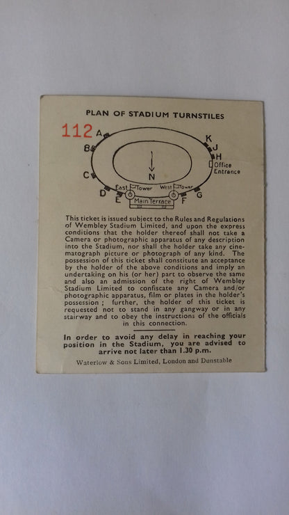 England v Germany Used Vintage Programme + Ticket 1/12/1954 Wembley Stadium