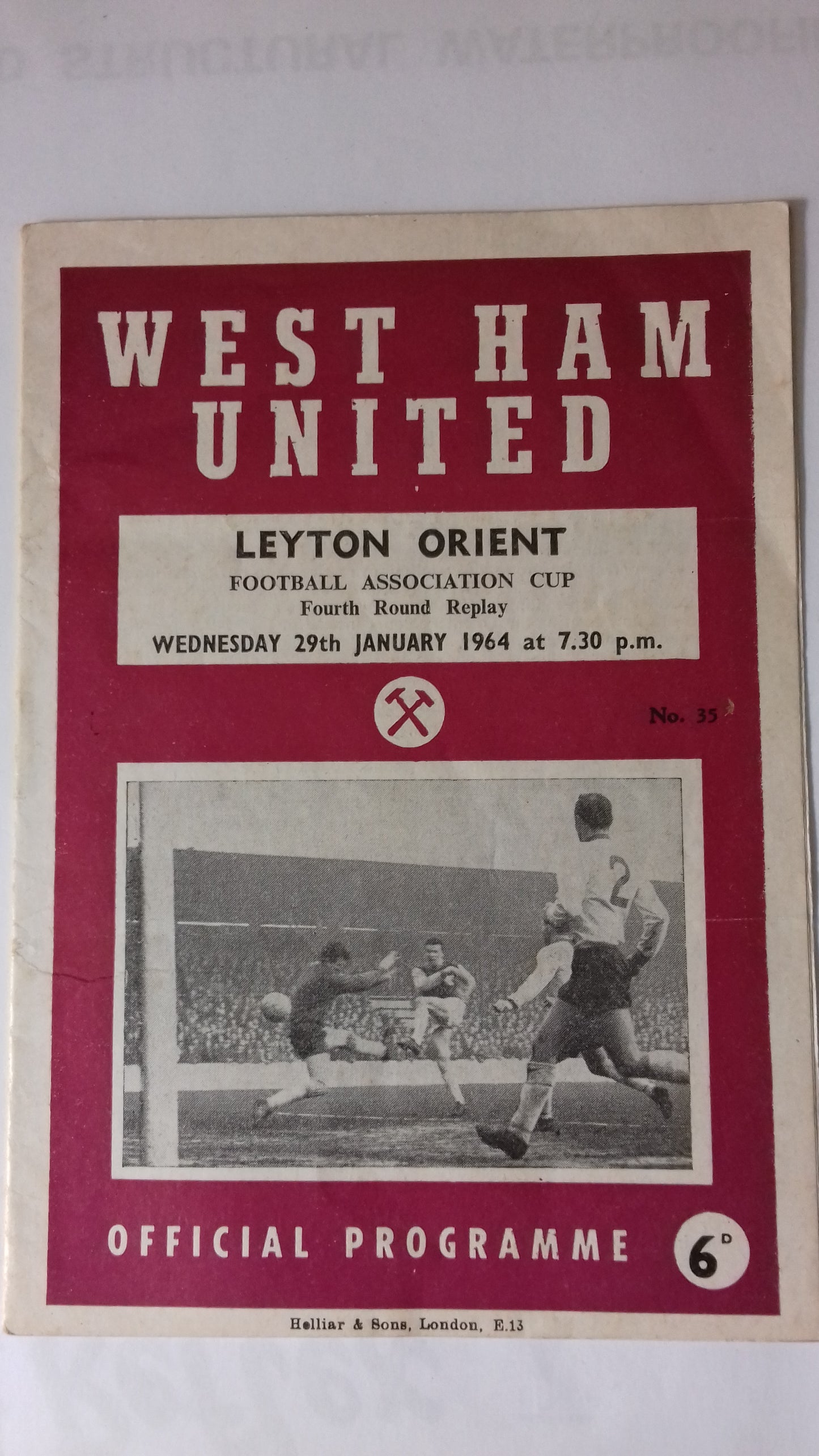 West Ham Utd V Leyton Orient Programme F.A. Cup 4th Round Replay Wednesday 29th January 1964 @ Upton Park.