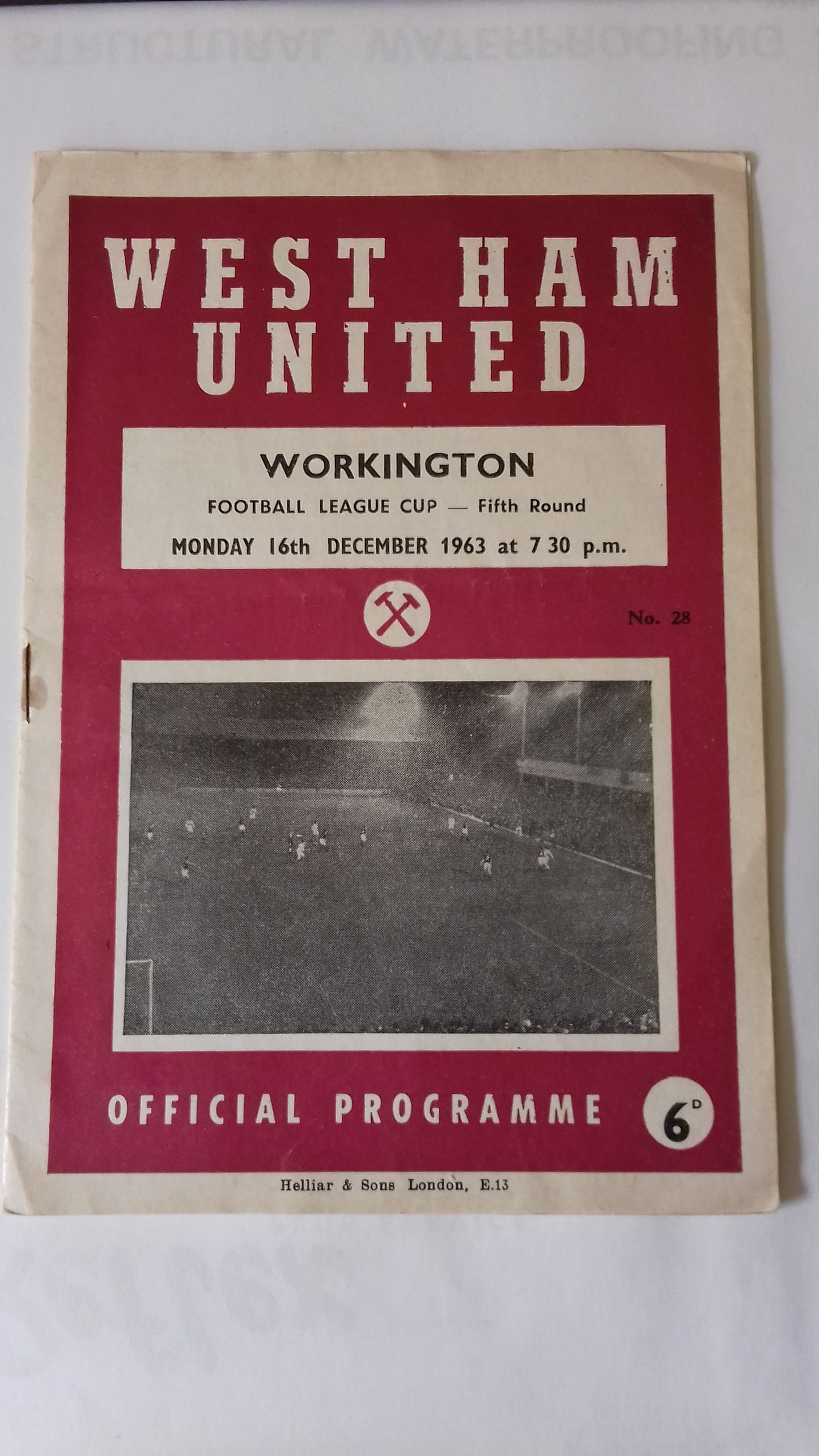 West Ham Uts v Workington Football League Cup 5th Round Monday 16th December 1963 @ Upton Park