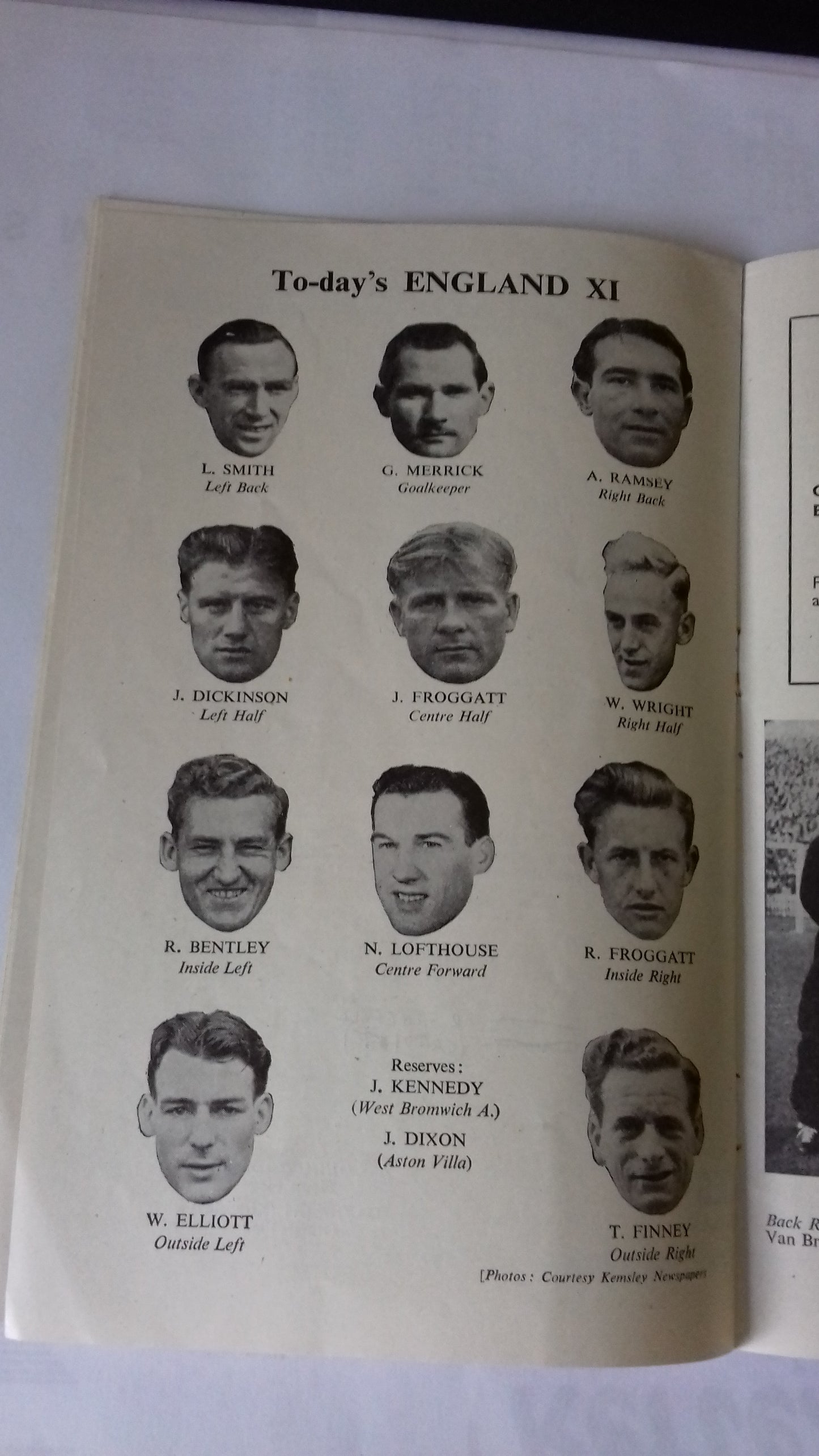 England v Wales Programme International Wednesday November 12 1952 @ Wembley Stadium