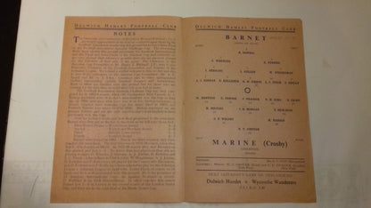 Barnet v Marine F.A. Programme Amateur Cup Semi-Final Saturday March 30th 1946.