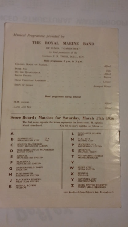 Manchester City v Tottenham Hotspur F.A. Cup Semi-Final Programme Saturday March 17th 1956 Villa Park.