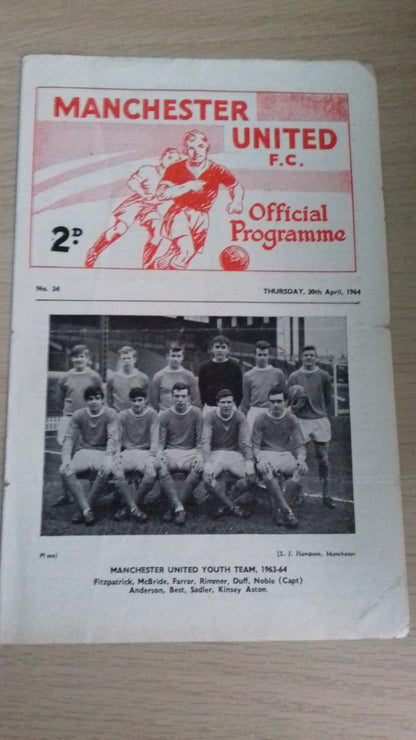 Manchester Utd v Swindon Town  F.A. Youth Cup 2nd Leg Programme 30th April 1964