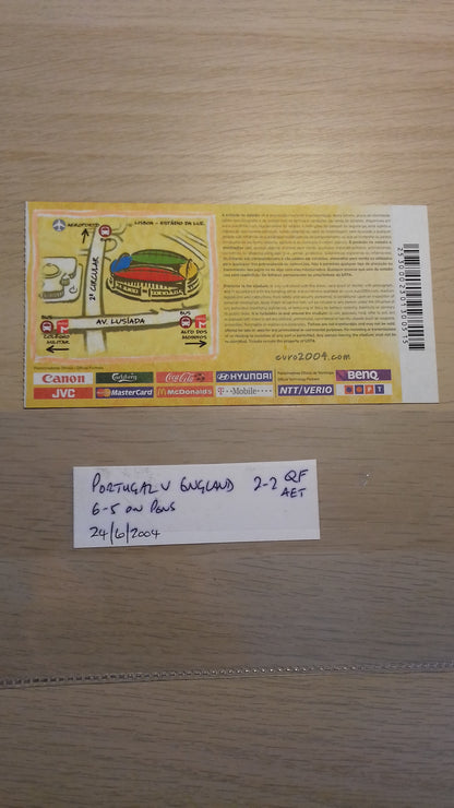 Portugal v England Used Match Ticket Euro 2004 Q/Final 24/6/2004