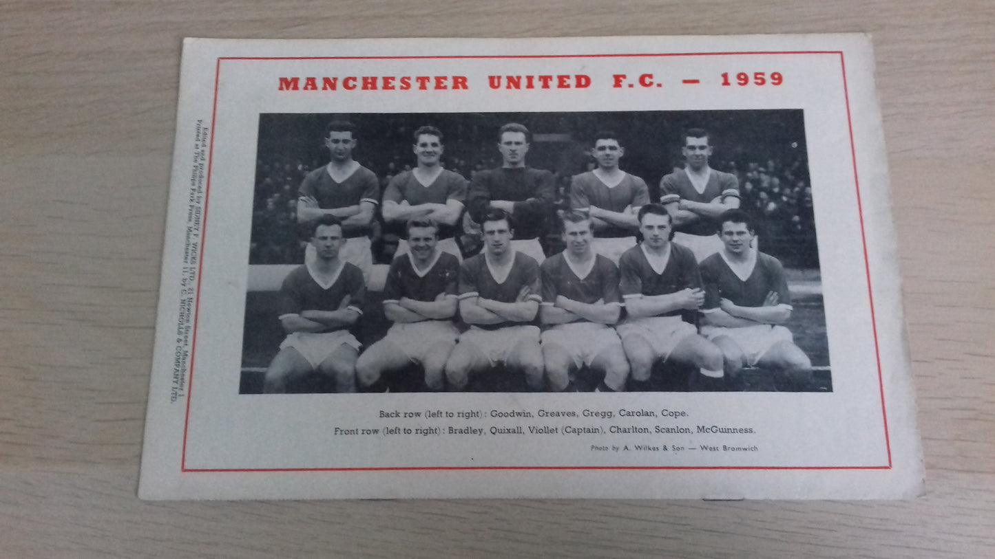 Manchester Utd v Manchester City Programme Manchester Senior Cup Final 13th April 1959