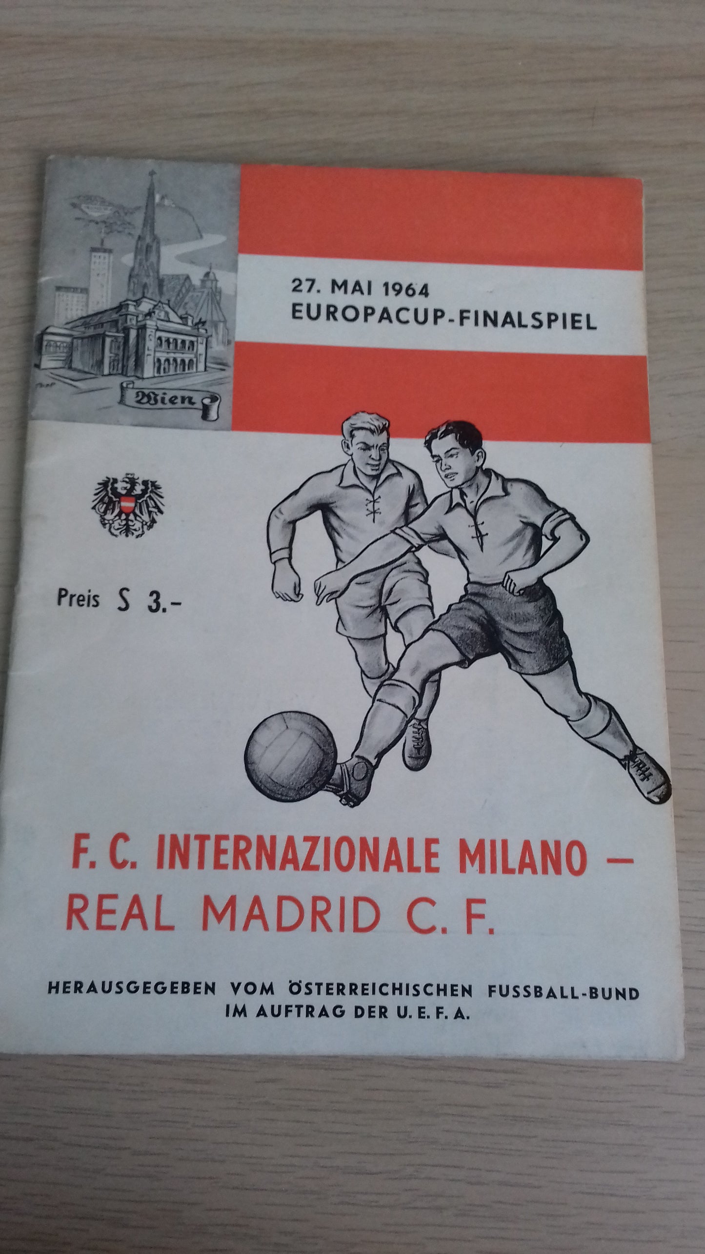 Inter Milan v Real Madrid European Cup Final Programme 27th May 1964 In Vienna