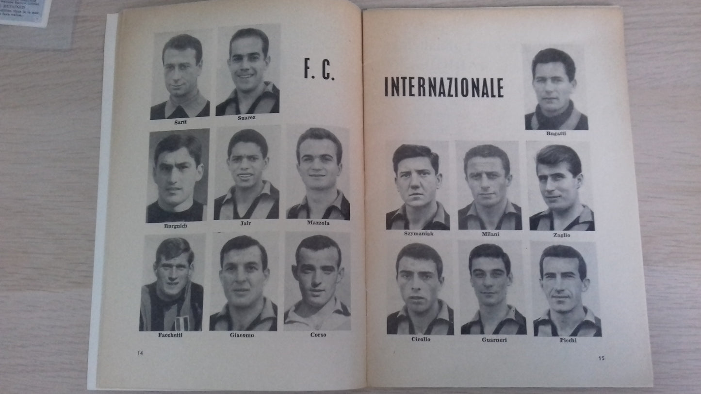 Inter Milan v Real Madrid European Cup Final Programme 27th May 1964 In Vienna