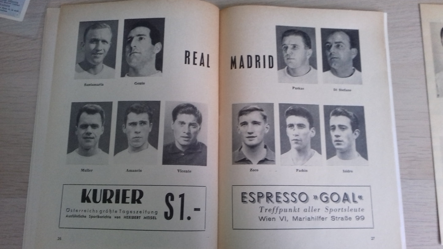 Inter Milan v Real Madrid European Cup Final Programme 27th May 1964 In Vienna