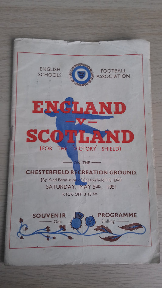 England Boys (Duncan Edwards) v Scotland Boys  Victory Shield Saturday May 5th 1951 @ Chesterfield