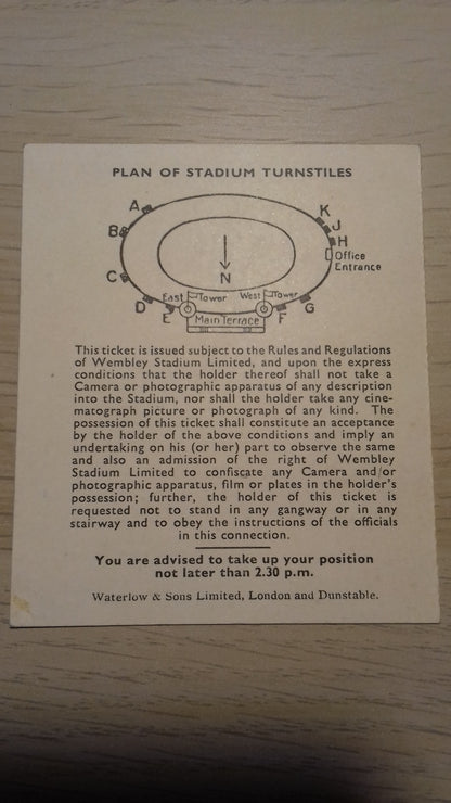 Used Vintage Ticket Blackpool v Bolton Wanderers F.A. Cup Final Saturday May 2nd 1953.