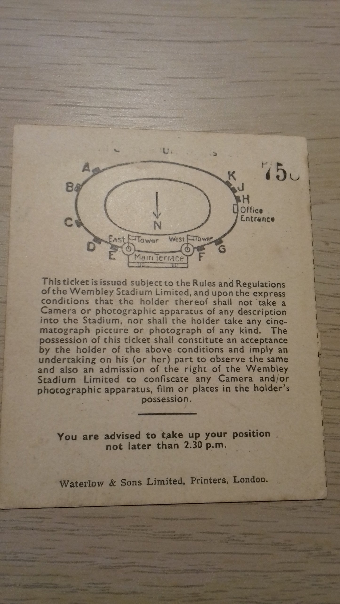 Derby County v Charlton Athletic Used Vintage Ticket F.A. Cup Final Wembley Stadium Saturday April 27th 1946