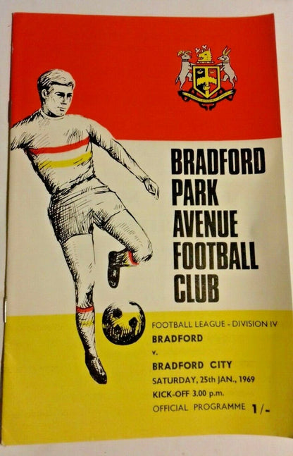 Bradford Park Avenue v Bradford City Programme League Division 4 25th Jan.1969.