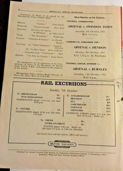 England v France Programme Festival Of Britain International 3/10/51 @ Arsenal.