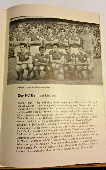 Barcelona v Benfica European Cup Final Used Programme Wednesday 31st May 1961 Berne.