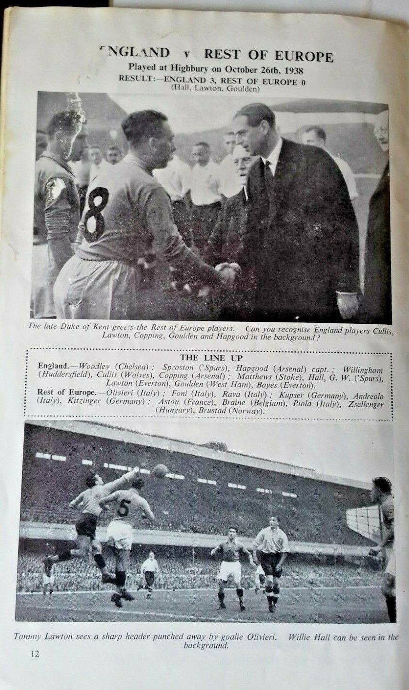 England v Rest of the World Programme + Ticket + Luncheon Party Plan 21st October 1953.