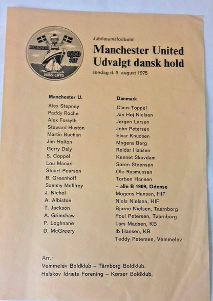 Udvalgt Dansk Hold v Manchester Utd Friendly Match Programme 3rd August 1975.