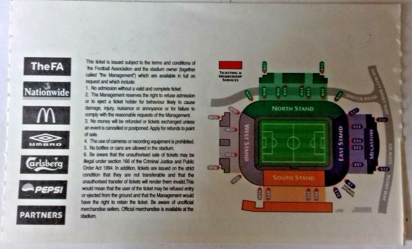 England v Northern Ireland Football Match Ticket 2006 W/C Qualifier Saturday 26/3/2005.