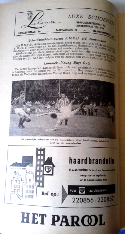 J.O.S. V W.V.C. Match Programme Eerste Klass A Amateur 11th September 1960.