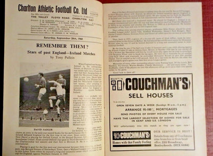 England v Ireland Amateur International Match Programme 28/9/68 Valley Charlton.