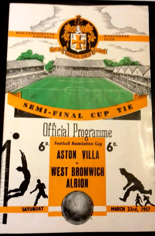 Aston Villa v W.B.A.  Used Programme F.A. Cup Semi-Final 23/3/1957 @ Villa Park