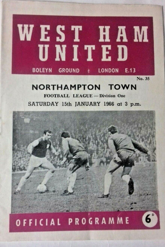 West Ham Utd v Northampton Town Used Match Programme Division 1 15th January 1966.