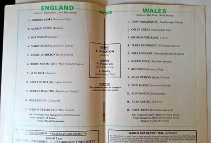 England v Wales European Championship Programme + Ticket  Wembley 16/11/1966